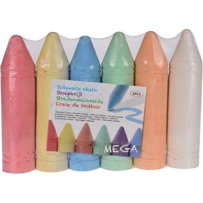 Stoepkrijt XL mega formaat - kleurenmix - 12x stuks - 19 cm - creatief buitenspeelgoed