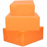 3x Rollen kraft inpakpapier oranje 200 x 70 cm - Cadeaupapier - thumbnail