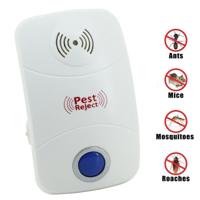 Elektronische ultrasone Mosquito Rat Pest Control Repeller met LED-verlichting Amerikaanse stekker AC90V-250V(White)
