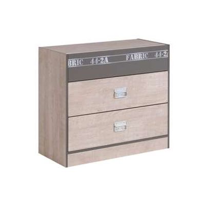 Ladekast Fabric - eikenkleur/grijs - 76,3x87x39,8 cm - Leen Bakker