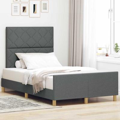 Bedframe met hoofdeinde Donkergrijs 120 x 200 cm Stof