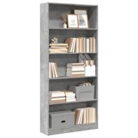 Boekenkast 80x24x176 cm bewerkt hout betongrijs