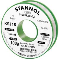 Stannol KS115 Soldeertin, loodvrij Spoel Sn99,3Cu0,7 ROM1 100 g 1.5 mm