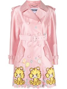 Moschino trench croisé à broderies - Rose