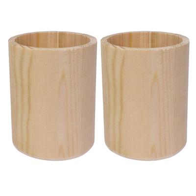 Pennenbakje - 2x - hout - 8 x 10 cm - rond - bureau organizer