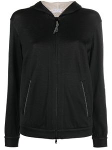 Brunello Cucinelli hoodie zippé à ornements métalliques - Noir