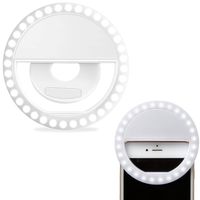 Basey Selfie Ring Light Universeel - Selfie Ring Lamp Met Clip Universeel - Selfie Ringlight LED Light Oplaadbaar - Wit - thumbnail