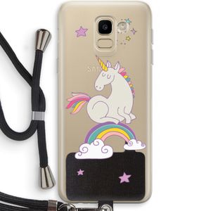 Regenboog eenhoorn: Samsung Galaxy J6 (2018) Transparant Hoesje met koord