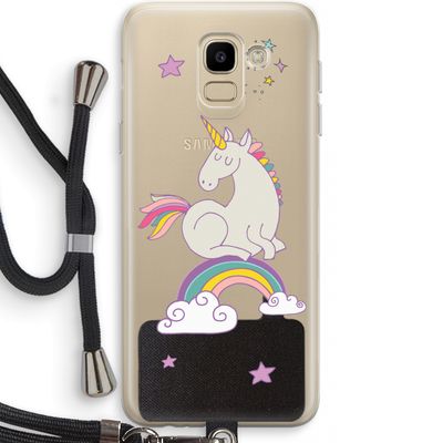 Regenboog eenhoorn: Samsung Galaxy J6 (2018) Transparant Hoesje met koord