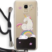 Regenboog eenhoorn: Samsung Galaxy J6 (2018) Transparant Hoesje met koord
