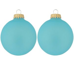 16x Spa Frost blauwe glazen kerstballen mat 7 cm kerstboomversiering