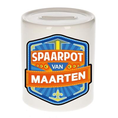 Kinder spaarpot met naam - Maarten - keramiek - met dop - wit - Sparen - Spaargeld van Maarten