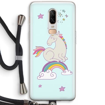 Regenboog eenhoorn: OnePlus 6 Transparant Hoesje met koord