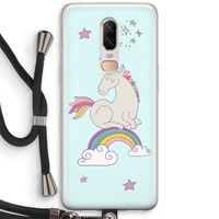 Regenboog eenhoorn: OnePlus 6 Transparant Hoesje met koord