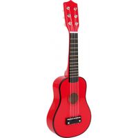 Houten gitaar 53 cm rood voor kinderen - thumbnail