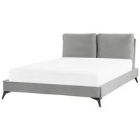 Beliani - MELLE - Tweepersoonsbed - Grijs - 140 x 200 cm - Fluweel