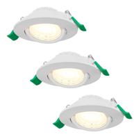 Set van 3 Prado dimbare LED-inbouwspots - 6 watt 570 lumen - CCT instelbare lichtkleur 2700K/4000K/6000K - Lage inbouwdiepte 25 mm - Rond - IP20 voor gebruik binnenshuis - Wit