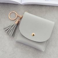Mode vrouwen portemonnee korte lederen mini casual ID kaarthouders tassen dames Coin Clutch kwast tas (grijs)