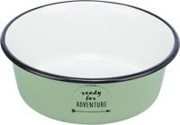 TRIXIE VOERBAK DRINKBAK EMAILLE / RVS GROEN 17X17 CM 900ML