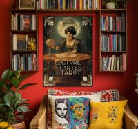 Vintage poster van tarot lezer
