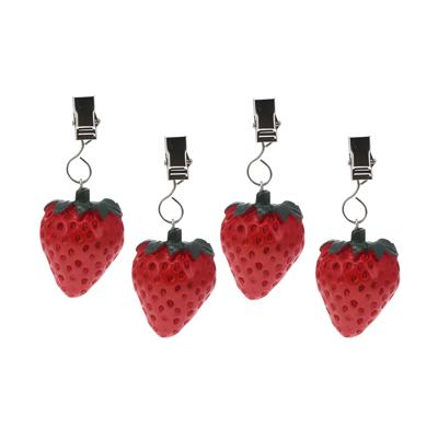 Excellent Houseware Tafelkleedgewichtjes/hangers - 4x - aardbei - kunststeen - rood Excellent Houseware Tafelkleedgewichtjes/hangers - 4x - aardbei - kunststeen - rood