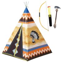 Speelgoed indianen wigwam tipi tent 130 cm inclusief wapens speelset - thumbnail