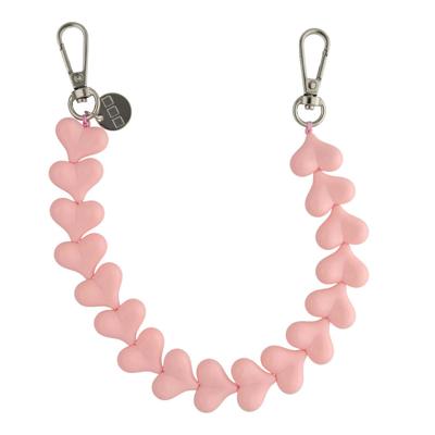 Telefoonkoord Heart - Effen Roze - Zilver Telefoonkoord Heart - Effen Roze - Zilver