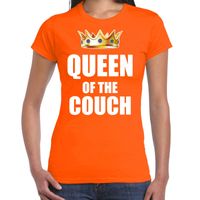 Koningsdag t-shirt queen of the couch oranje voor dames