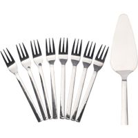 Taartschep incl. 8 gebaksvorkjes - serveer set taart - rvs - 23 cm