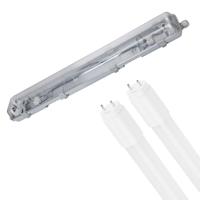 LED Waterdichte TL Armatuur met T8 Buizen - Velvalux Strela - 60cm - Dubbel - Koppelbaar - Waterdicht IP65 - 18W - Helder/Koud Wit 6500K