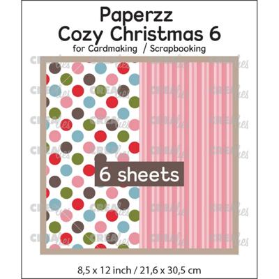 Crealies • paperzz 6x cozy christmas vel 6: stippen + rose gestreept
