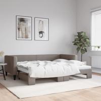 Slaapbank met onderschuifbed 90x200 cm stof taupe