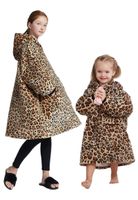 Fleece deken met mouwen & capuchon - kind - leopard - thumbnail
