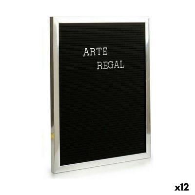 Schilderij Gift Decor Zwart Zilverkleurig 2,5 x 50,5 x 40,5 cm Paneel 144 Letters (12 Stuks)