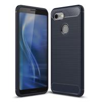 Geborsteld textuur Carbon Fiber schokbestendig TPU Case voor Google pixel 3 (marineblauw)
