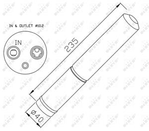 Droger, airconditioning EASY FIT NRF, Diameter (mm)40mm, u.a. für Mitsubishi, Citroën, Nissan, Subaru, Mazda, Honda, Infiniti, Peugeot, Renault