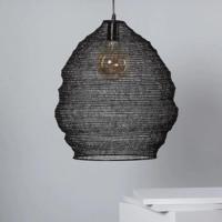 Hanglamp zwart net gevlochten &apos;Eimear&apos; e27 fitting rond 47 cm