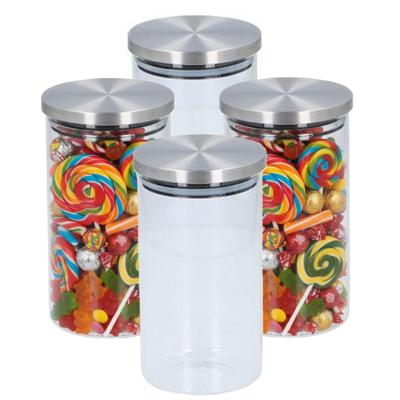 Alpina keuken en voedsel voorraadpot - 4x - snoeppot - glas - 950 ml - 10 x 18 cm - met deksel