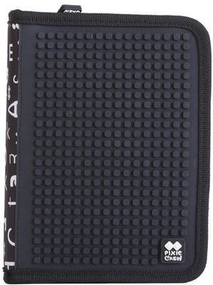 Pixie crew etui met siliconen zijkant en pixels zwart 19 cm Pixie crew etui met siliconen zijkant en pixels zwart 19 cm