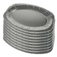 Aluminium BBQ/verjaardag/hapjes serveerschalen - zilver - 9x stuks - 43 x 28 cm - wegwerp - thumbnail