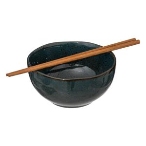 Pokebowl/noedels servies - 2x stuks kommetjes met chopsticks - kunststeen - jade groen