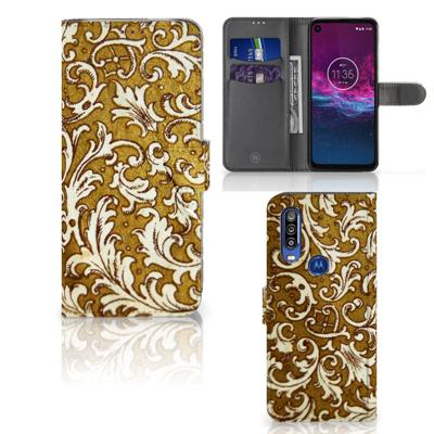 Wallet Case Motorola One Action Barok Goud