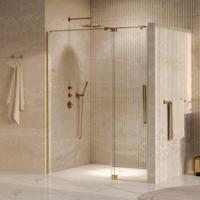 BRAUER Stellar Nisdeur - 2-delig - 160x200cm - draaideur - glascoating - omkeerbaar - helder glas - Geborsteld goud PVD GS-SRN1H160200GG