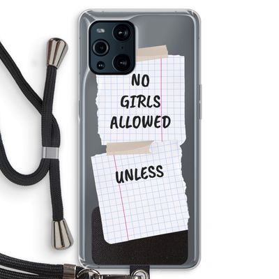 No Girls Allowed Unless: Oppo Find X3 Pro Transparant Hoesje met koord