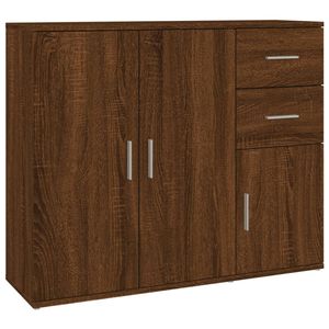 The Living Store Klassiek Dressoir - Bruineiken - 91 x 29.5 x 75 cm - Stevig en ruim