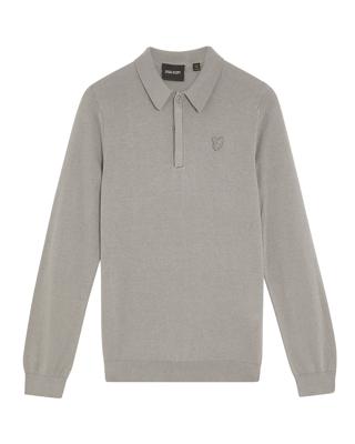 Lyle & Scott winter polo shirt jongens - grijs - longsleeve, gebreid