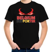 Belgium supporter fan t-shirt zwart EK/ WK voor kinderen - thumbnail