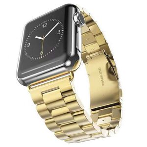 Bandje geschikt voor Apple Watch 38/40MM - Maat One Size - Metalen band - Polsband - Vlindersluiting - Metaal - Goud