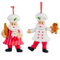 4.125 inch H Clay Dough Chef Santa Orna X 2. 5x5x10 cm kerstornament - Kurt s adler