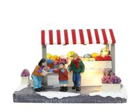 Market Stall Flowers with Customers with LED Polyresin 19cm Santaville - Santaville Market Stall Flowers with Customers with LED Polyresin 19cm Santaville - Santaville